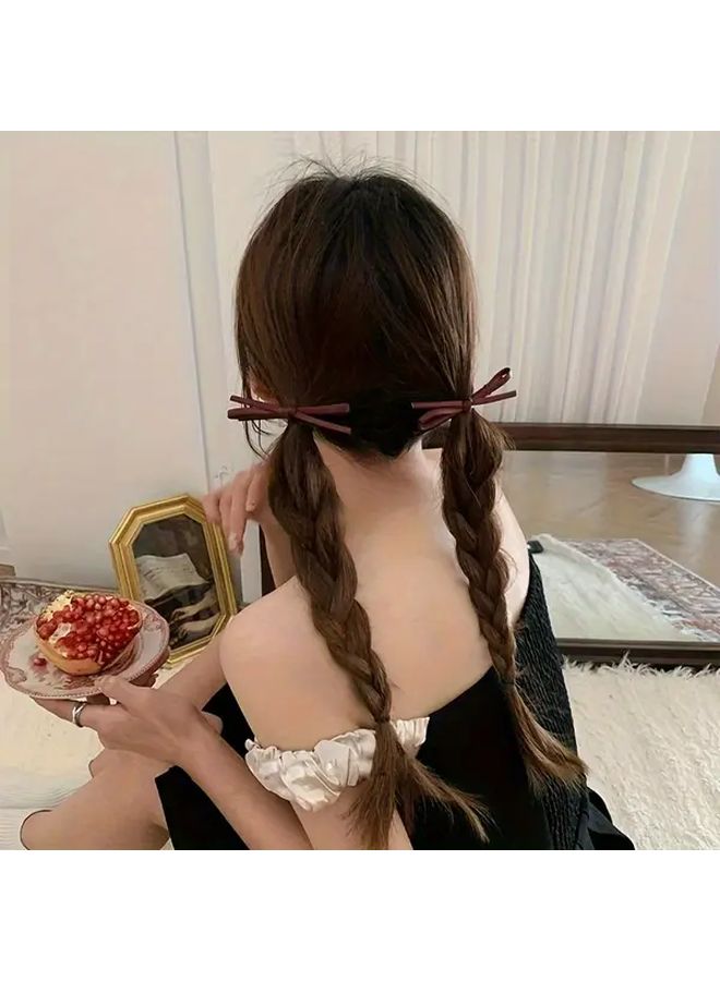 Retro Black PU Duckbill Hair Clip With Bowknot Design For Women Christmas Gift - Image 3
